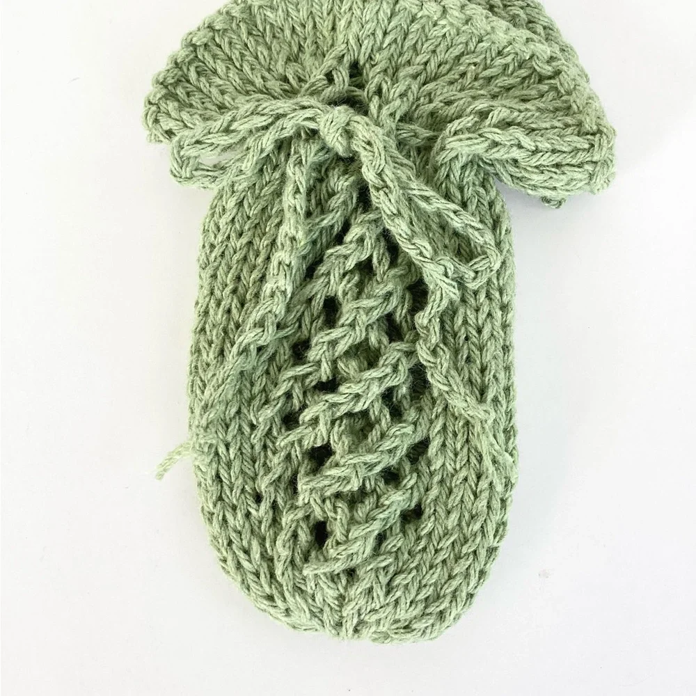 Soap Saver Bag Hand Crafted Green Cotton Bath Essential Exfoliating